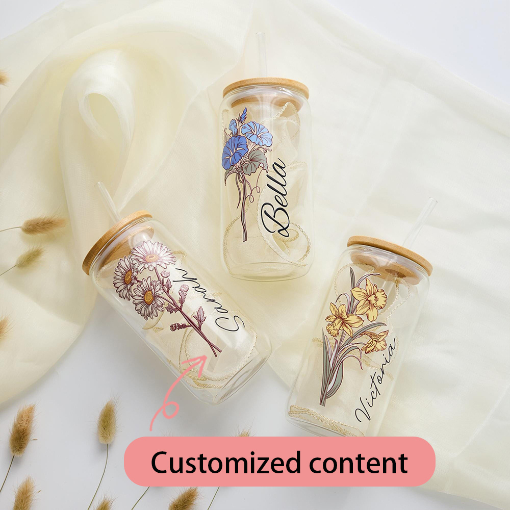 Custom Birth Flower Glass Can  - đánh giá và giá Coffee Equipment Gift